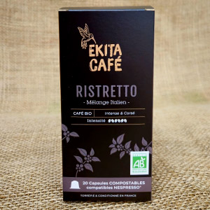 20 capsules Nespresso© compostables café bio RISTRETTO