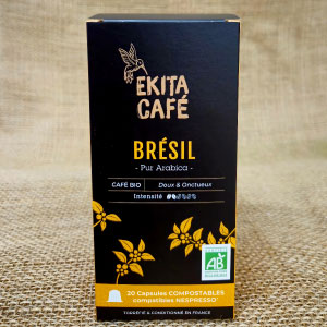 20 capsules Nespresso© compostables café bio BRESIL