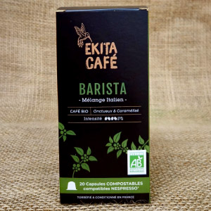 20 capsules Nespresso© compostables café bio BARISTA