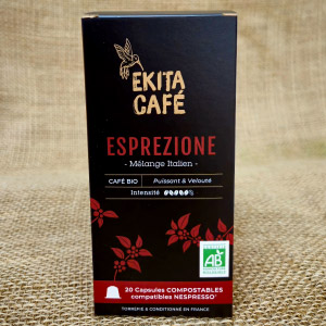 20 capsules Nespresso© compostables café bio ESPREZIONE