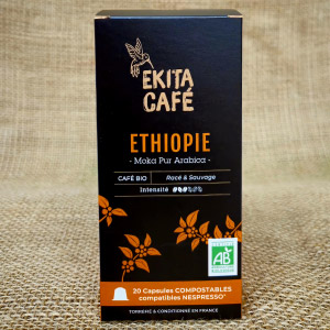20 capsules Nespresso© compostables café bio ETHIOPIE