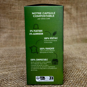 20 capsules Nespresso© compostables café bio BARISTA